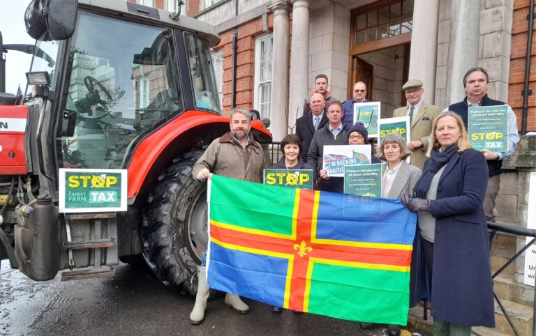 Lincolnshire farmers park tractor at County Hall in inheritance tax protest
